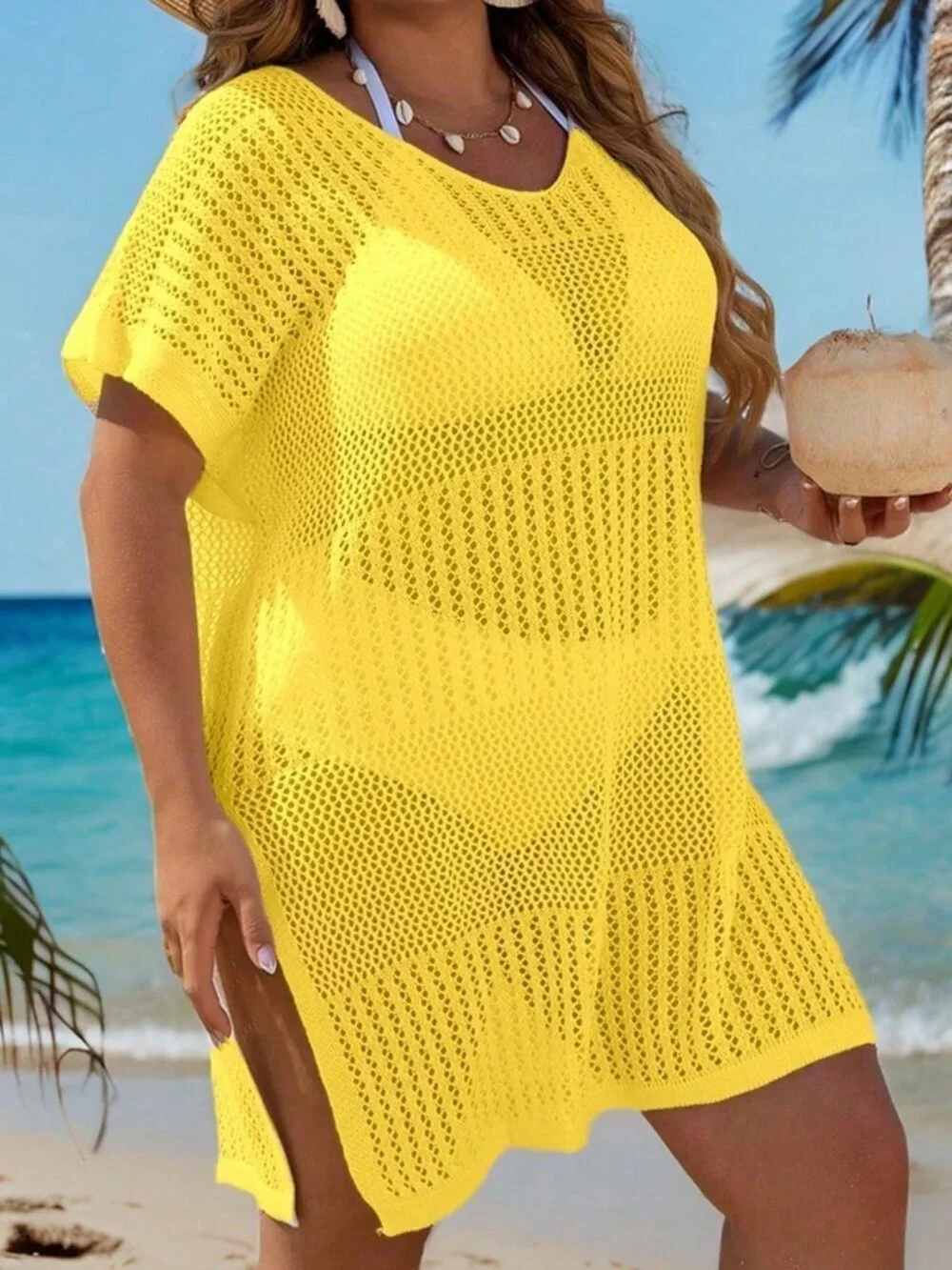 Yellow Casual Women's Cover Up